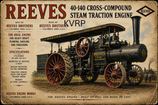 1912 Reeves 40-140 Cross-Compound Steam Traction Engine Museum Poster  17 x 11 picture