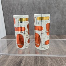 Vintage MCM Morton Salt Pepper Shakers Orange Gold Abstract Mid Century Modern picture