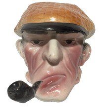 Vintage Ceramic Realistic Man Angry Face Smoking Pipe Mug Toby Jug Two-Piece 5