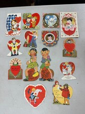 Valentine Day Cards 14 Card LOT Vintage Die-Cut Antique Victorian USA picture