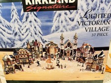 NEW 1997 Kirkland Signature Lighted Victorian CHRISTMAS Village 37 PC BRAND NEW picture