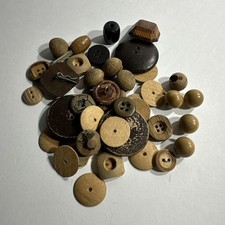 Vintage Wooden Buttons Some Shank Sewing Lot of 40 Mixed Boho picture