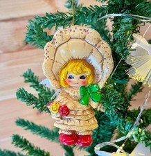 1950s Made In Japan Girl In Hat Christmas Tree Ornament picture