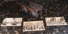 Antique Metal Folding Pocket Stereo Viewer 3 Cards Chicago WorldsFair 1933 B1G picture