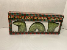 Vintage 1998 Accoutrements Loch Ness Monster Spice Shakers Ceramic 3-Piece NIB picture