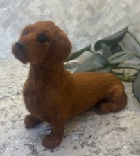 Vintage Real Fur Dog Miniature DACHSHUND Life like Soft Red collectible picture