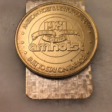 Vintage 1981 Amhoist Centennial Money Clip Brass American Hoist Derrick Co picture