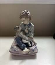 Lladro “Behave” #5703 Boy with Dog Figurine - Perfect picture