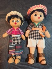 Vintage Handmade Mexican Guatemalain  Folk Art Cloth Pair Dolls picture