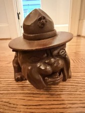 Vintage 1998 AMC USMC Devil Dog  Bulldog Statue/Figurine Hand Cast Resin EUC picture