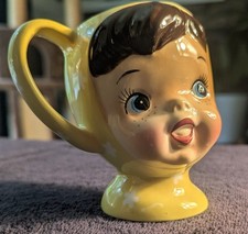 Vintage Napco Miss Cutie Pie Footed Yellow Mug (girl) picture