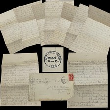 1905 Family Letters Coffeyville Kansas  Guthrie Oklahoma Territory Pottery Fire picture
