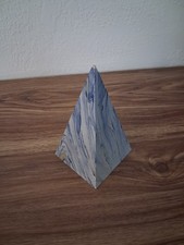 Vintage Blue Swirl Banded Wood Pyramid Made in Italy picture