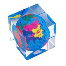 Globe in Epoxy Resin Paper Weight Cube Shaped For Office Study Table 2 Inch picture
