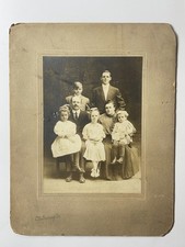 Antique 1911 Cabinet Card Photo of Family Posing - New York - (8.5in x 10.5in) picture