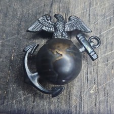 WWII USMC Officer Collar Emblem - Hilborn-Hamburger H&H Imperial Plated Brass c6 picture