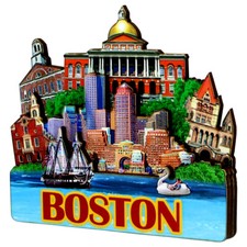 3D Wooden Boston Magnet picture