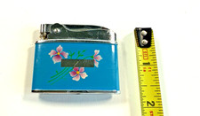 Vintage 1970s Silver Cigarette Lighter Made In Japan (Blue) picture