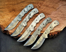 Handmade Damascus Steel Knife Blank Blades | Set of 5 | Forged in Coal | b17 picture