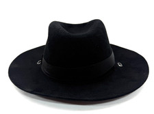 Vintage Stetson US Army Cavalry Hat Black Felt Crossed Sabers Slots Men's 7 1/2