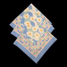 Vintage Beatrice Comerma  Cloth Napkins Floral daisy Pastel with Sun MCM Daisies picture