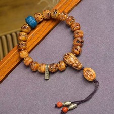 Tibetan Carved Bracelet Single Circle Buddhist Beads Vintage Style Style Jewelry picture