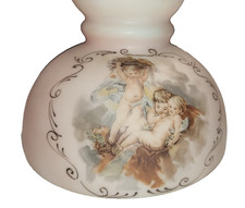 Hand Painted Hurricane Glass Shade Victorian Cherubs Putti picture