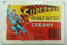 1981 Superman Creamy Peanut Butter Vintage Label DC Comics NOS New Old Stock picture
