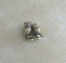 New Brass Detailed Pair of Wise Owls Figurine Adorable Desk/Table Accent picture