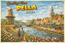 Greetings from PELLA, IOWA Modern Vintage Postcard D368 picture