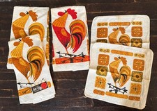 VINTAGE SET 5 NOS ROYAL TERRY CHICKEN KITCHEN HAND TOWELS MCM picture