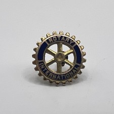 Vintage Yellow Gold 10K Blue Enameled Rotary International Lapel Pin 1.1g picture