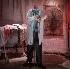 5 Ft Animated Headless Skeleton Doctor Halloween Decoration, Light-Up Prop picture