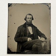 Antique Rare Pannotype Early Photograph Handsome Man Not A Tintype Beard picture