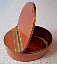 Antique Oval Copper Snuff Box Brass Hinge picture