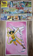 Vintage 1978 DC Comics Wonder Woman Comic Placemat 2 Sided Placemats Lot of 2 picture