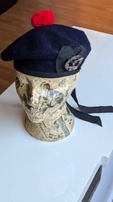Vintage Balmoral Scottish Blue Wool Hat with Badge Made In Scotland Size 7 /56 picture