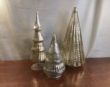 Lot of 3 -  Mercury Glass Christmas Trees Tabletop Holiday Decor Vintage picture