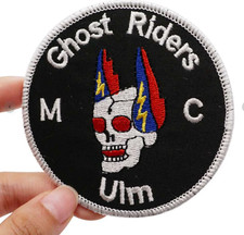 STUNNING GHOST RIDERS M.C. (ULM) EMBROIDERED IRON-ON MOTORCYCLE PATCH... picture