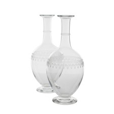 Pair Whitefriars Victorian Footed Decanters Dagger Pattern 10in Antique 1850s UK picture