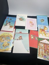 Vintage Gibson Garris Signed Christmas Greeting Cards Mice Bunnies Lot Of 12 picture