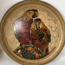 ITALIAN CABANINI TRAY Florentine Still Life Round Serving Tray Parrot Fruit picture