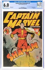 Captain Marvel Adventures #4 1941, CGC 6.0, Hitler Appearance, Fawcett, Rare picture