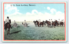 c1916 US Field Artillery Battery Horse Drawn Cannon Postcard Active Army Life picture