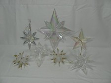 LOT OF 7 VINTAGE ACRYLIC STAR & ATOMIC STARBURST CHRISTMAS ORNAMENTS picture