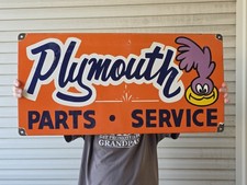 GIANT VINTAGE PLYMOUTH PARTS SERVICE PORCELAINSIGN 30