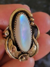J/C NAVAJO LOVELY 12K GOLD FILLED ON SS SAWTOOTH BEZEL SET MOTHER OF PEARL (6) picture