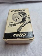 Vintage Medeco High Security Rim Cylinder Lock 10-0300N-00 Satin Brass 606 NOS picture