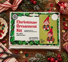 Vintage Holiday Push Pin Ornament Christmas Craft Kit Santas Elf Elves Beaded picture