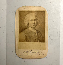 Jean-Jacques Rousseau Antique CDV Card After Quentin de La Tour 19th Century picture